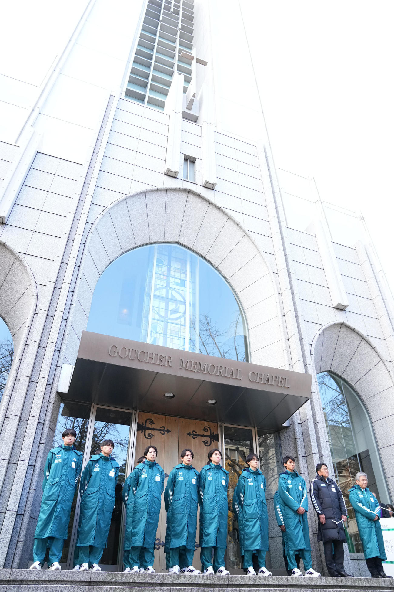 壮行会に登場した青学大の選手たち（撮影・横山健太）