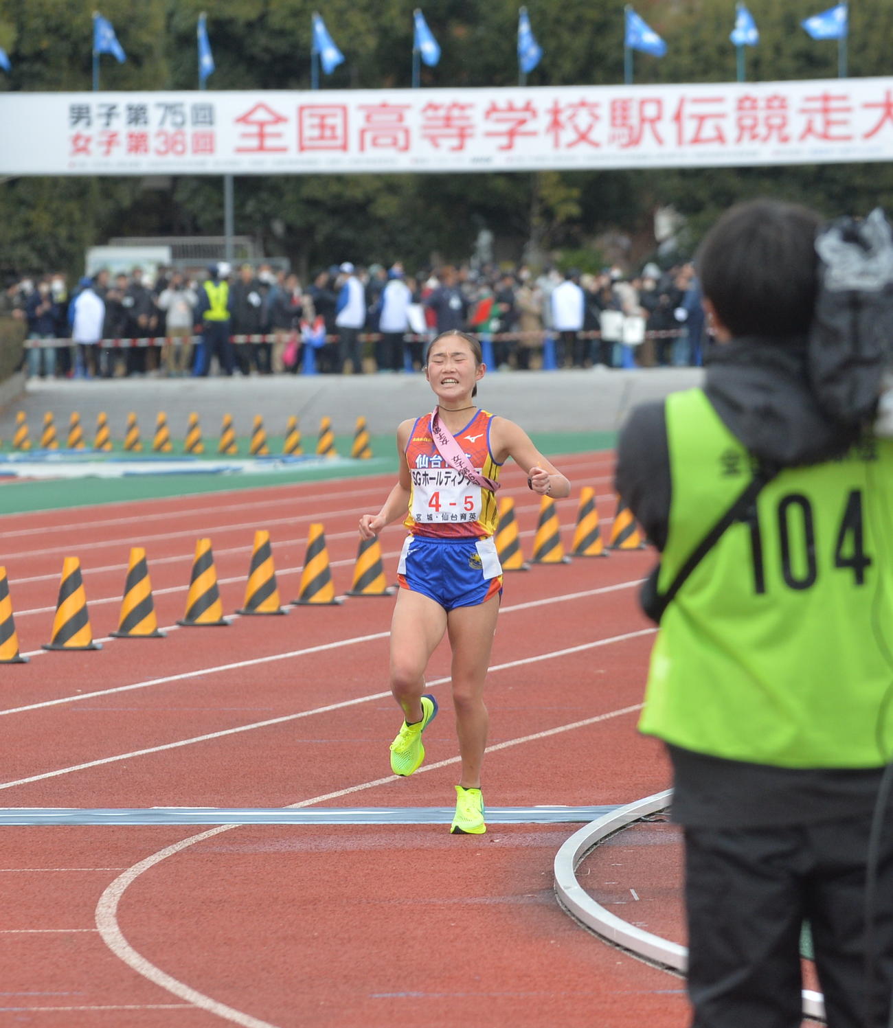 2位でゴールした仙台育英の5区・細川（撮影・浜本神威）