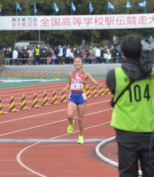 2位でゴールした仙台育英の5区・細川（撮影・浜本神威）