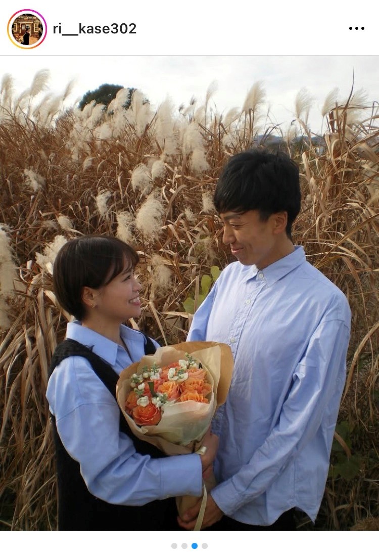 インスタグラムで陸上男子小林歩（右）と結婚したことを報告した同女子の加世田梨花