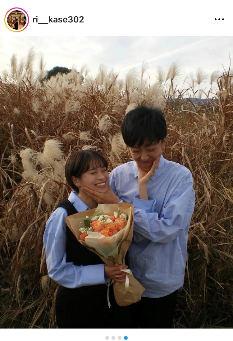 インスタグラムで陸上男子小林歩（右）と結婚したことを報告した同女子の加世田梨花