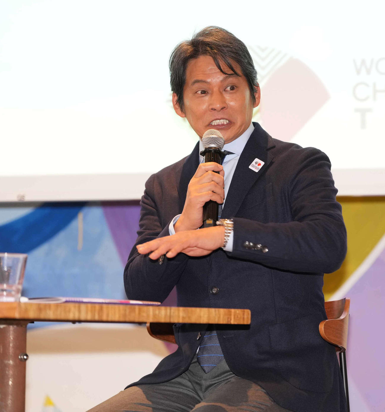 東京2025世界陸上取材会に臨むスペシャルアンバサダーの織田裕二（撮影・小沢裕）
