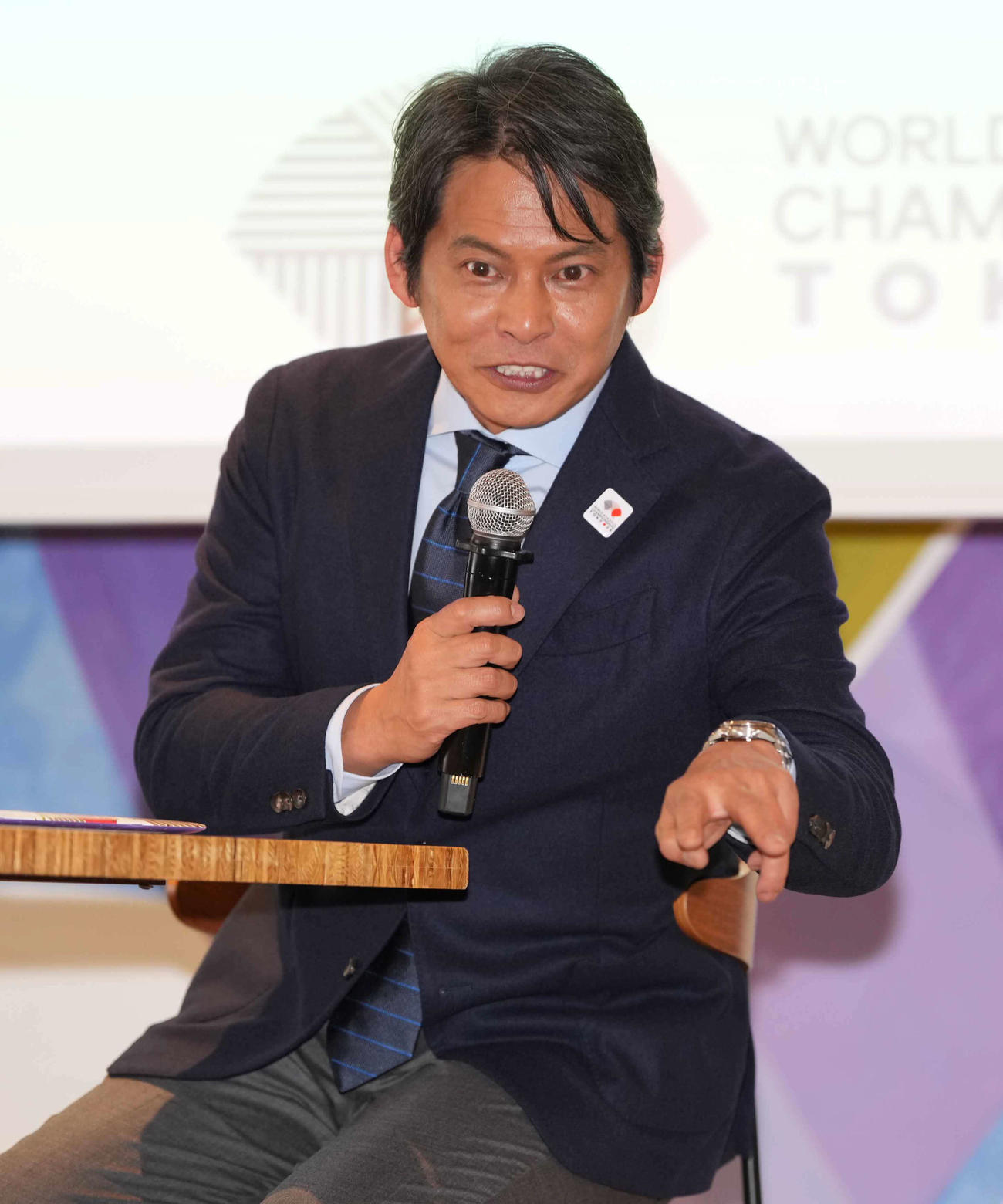 東京2025世界陸上取材会に臨むスペシャルアンバサダーの織田裕二（撮影・小沢裕）