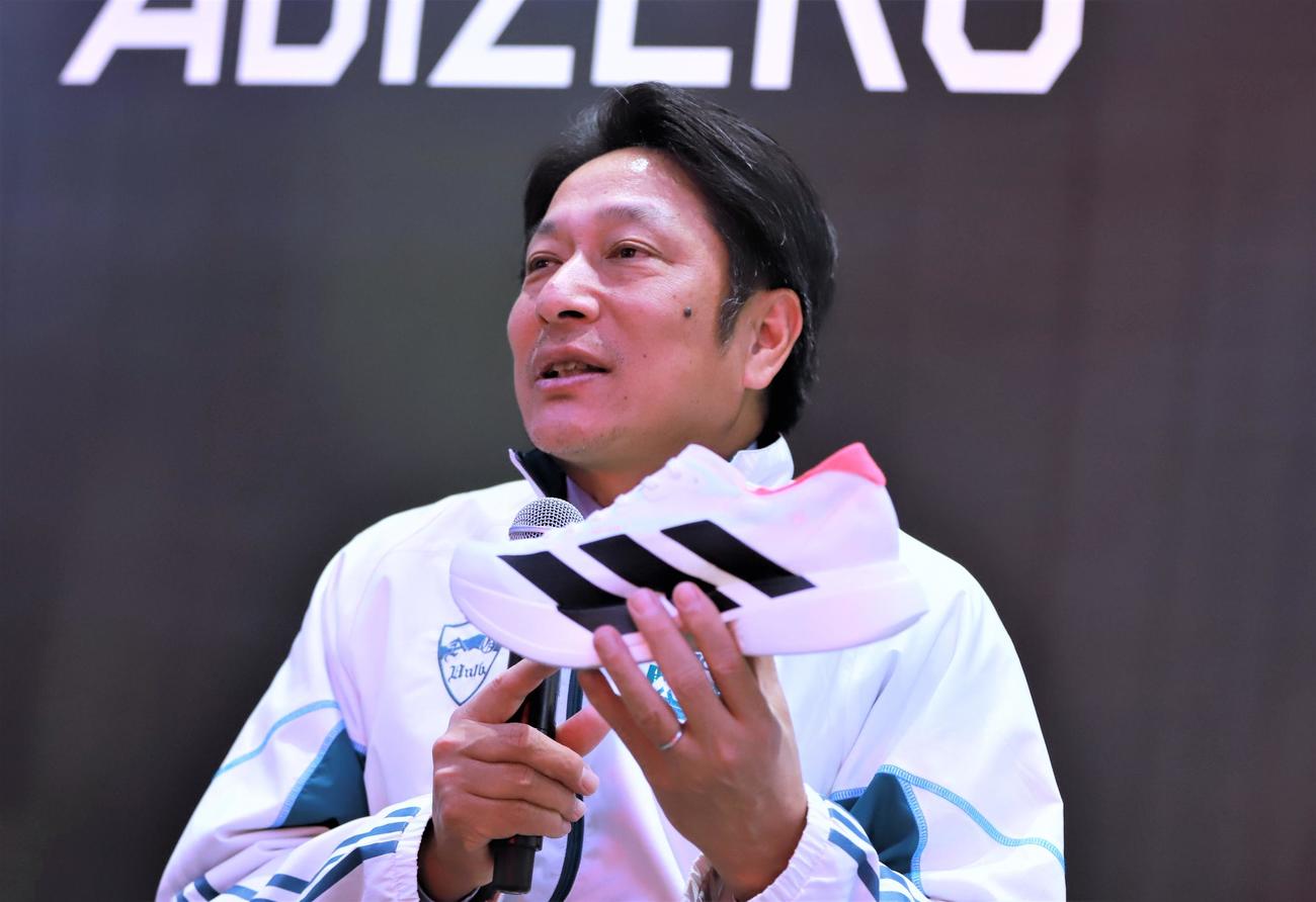 東京マラソンへ向けたイベントに登壇した青学大・原晋監督（撮影・藤塚大輔）