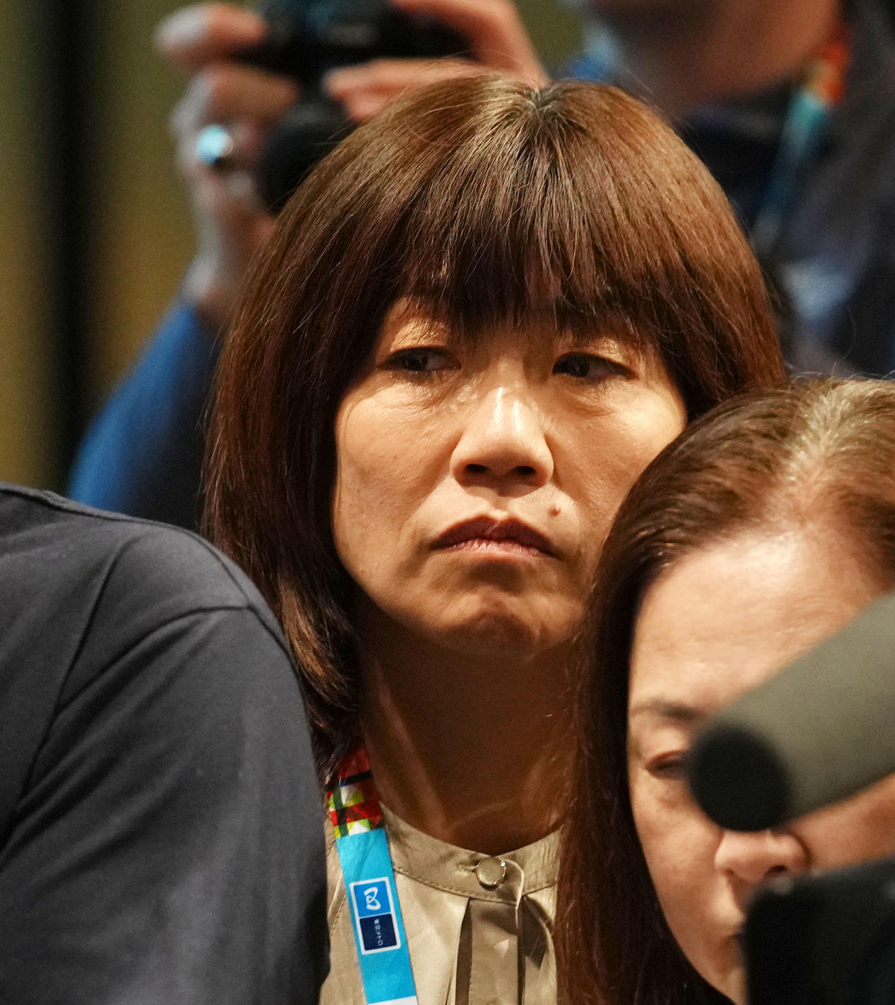 東京マラソン2025プレスカンファレンス　記者にまじって話を聞く高橋尚子さん（撮影・横山健太）＝2025年2月28日