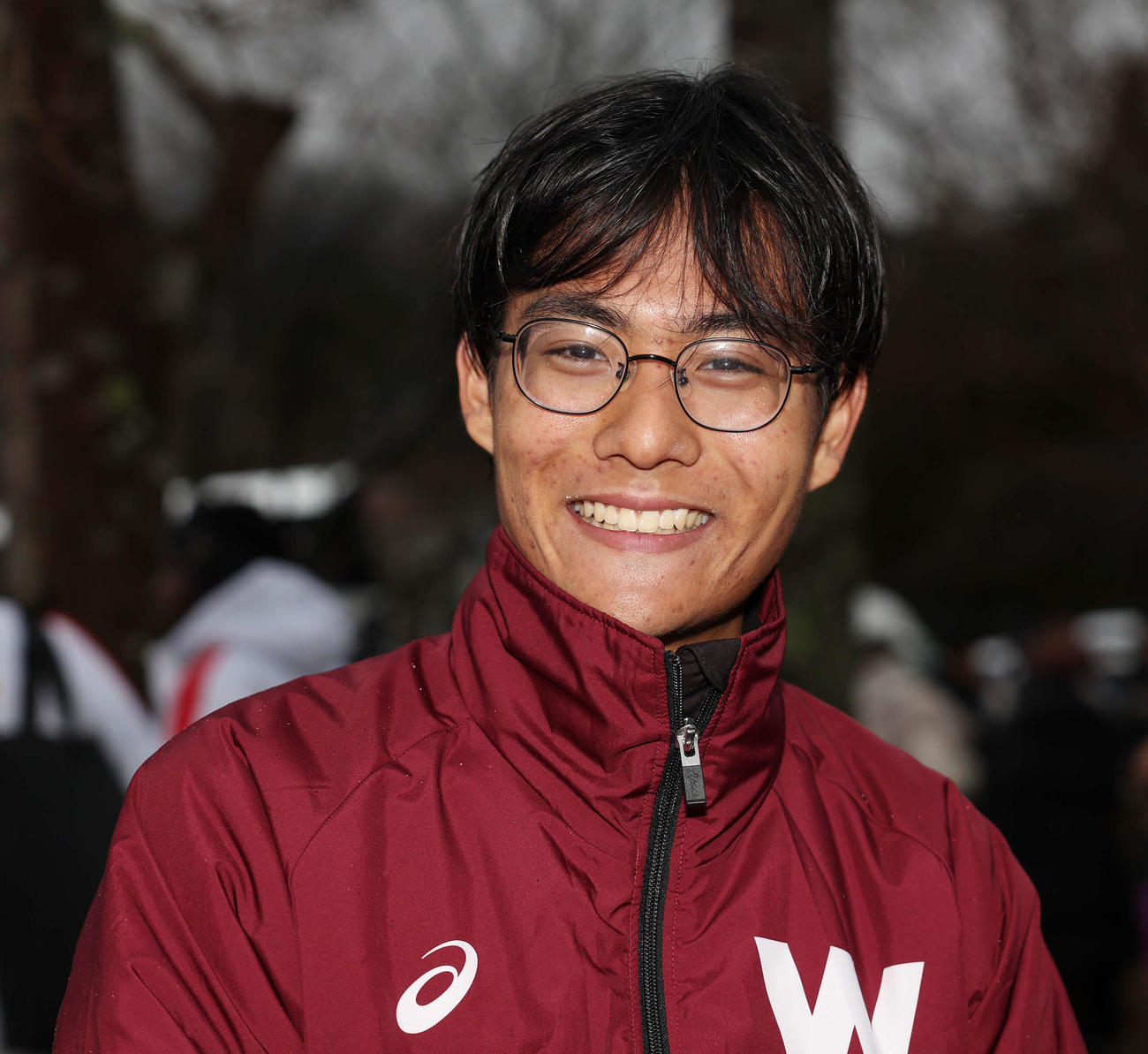 25年1月2日　笑顔を見せる早大5区工藤（撮影・宮地輝）