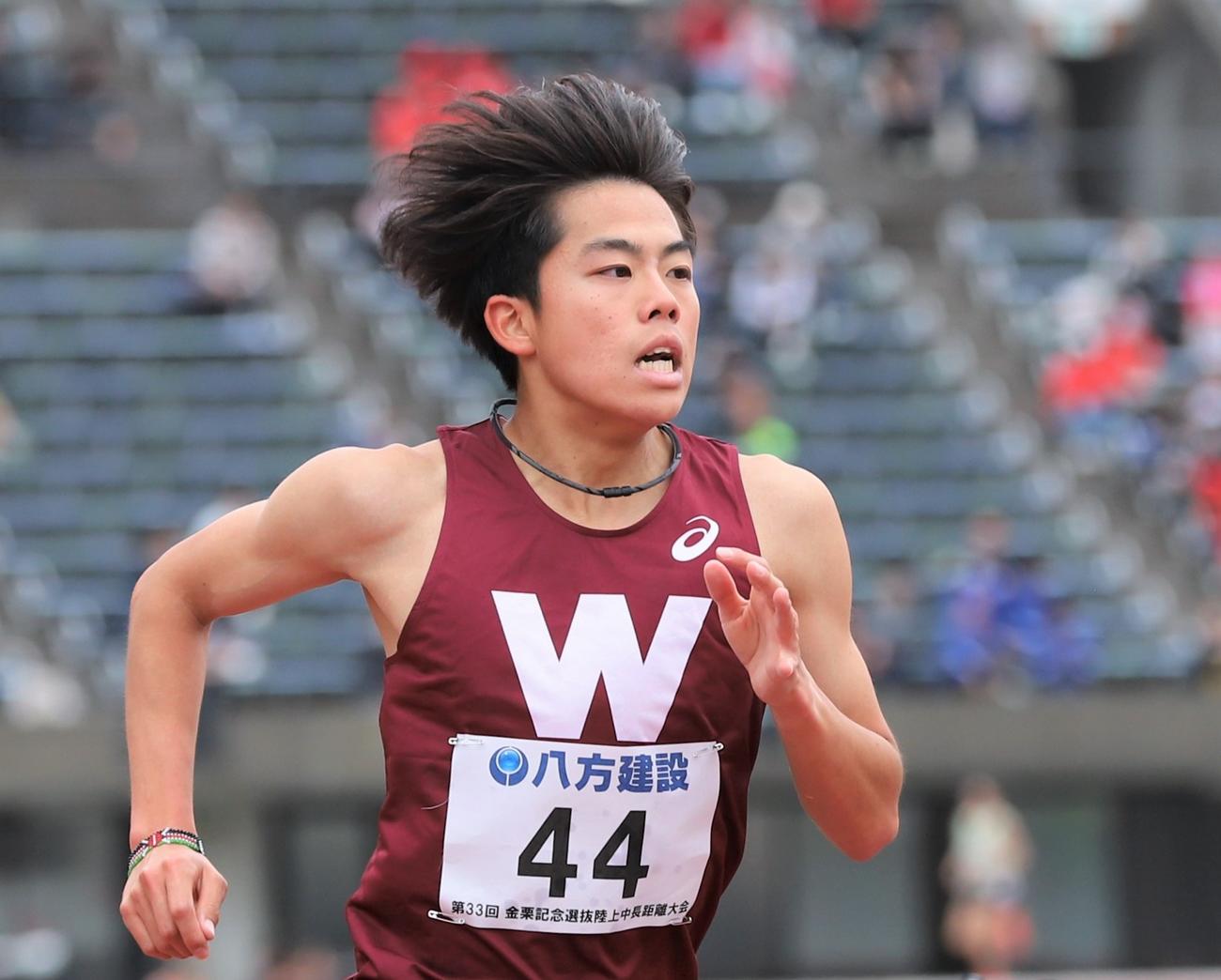 金栗記念選抜陸上中長距離大会　男子3000メートル障害で力走する佐々木哲（撮影・藤塚大輔）