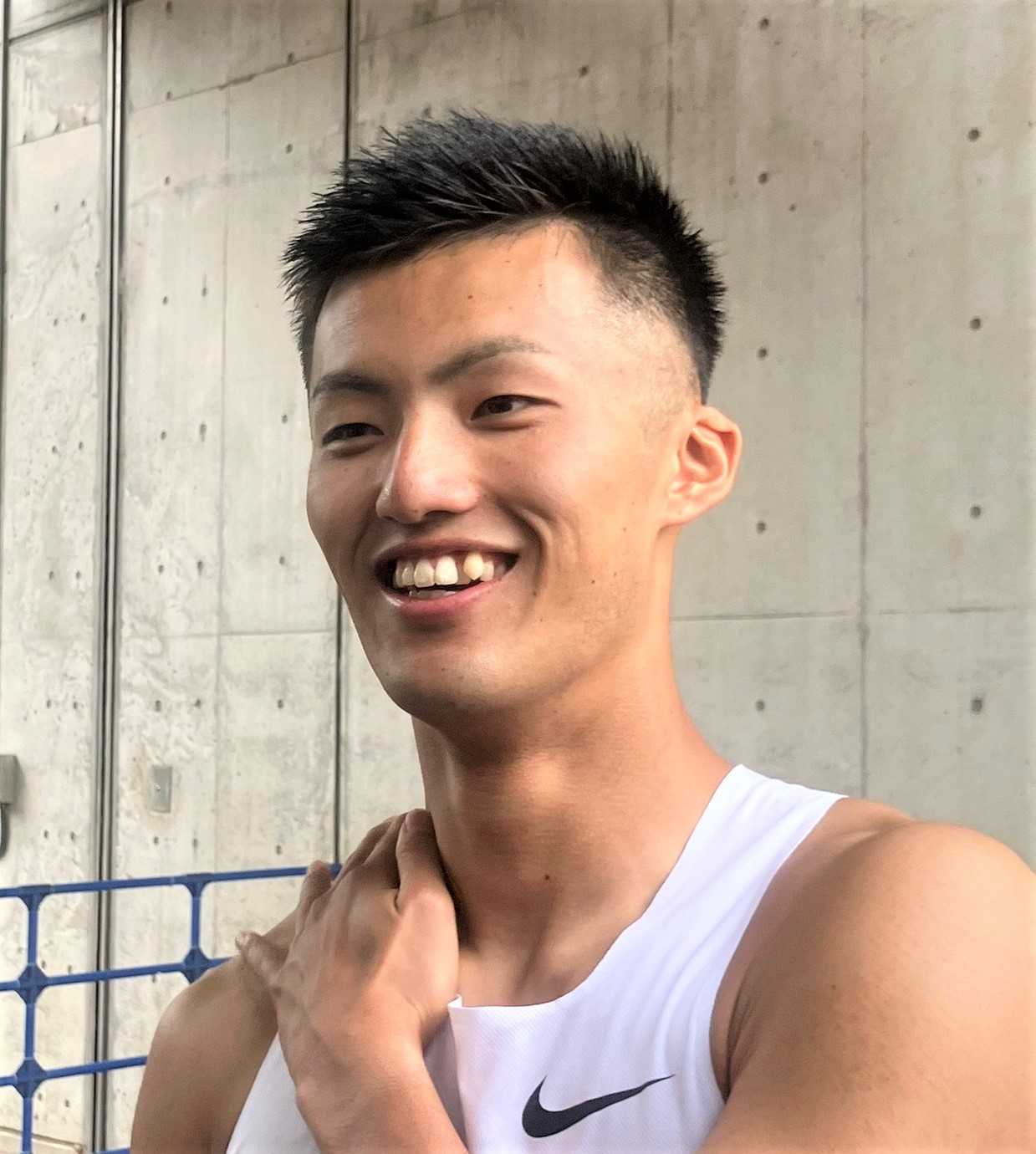 学生個人選手権男子100メートル準決勝で10秒09をマークした柳田（撮影・藤塚大輔）