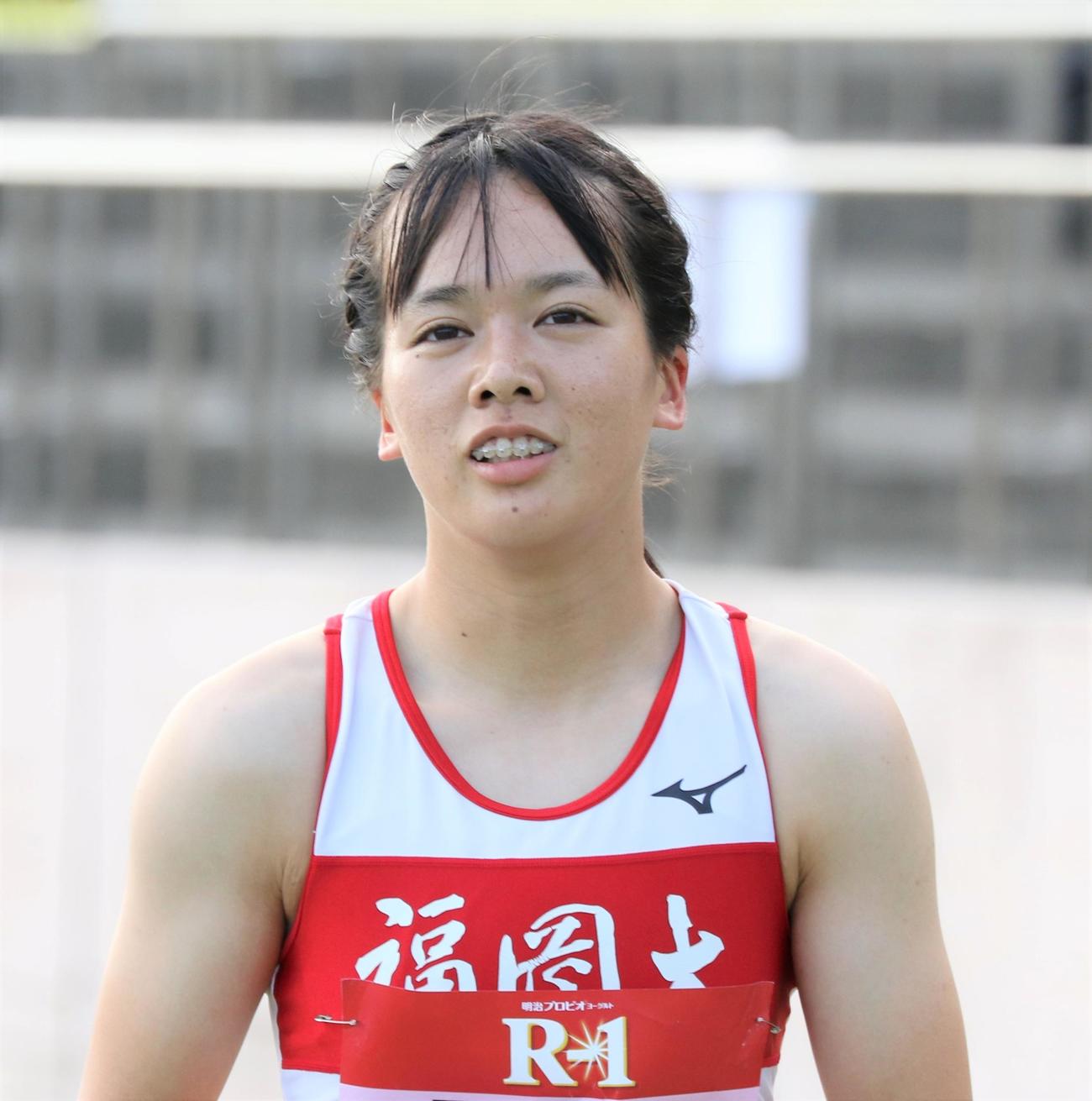 日本学生個人選手権　女子100メートルで優勝した山形（撮影・藤塚大輔）