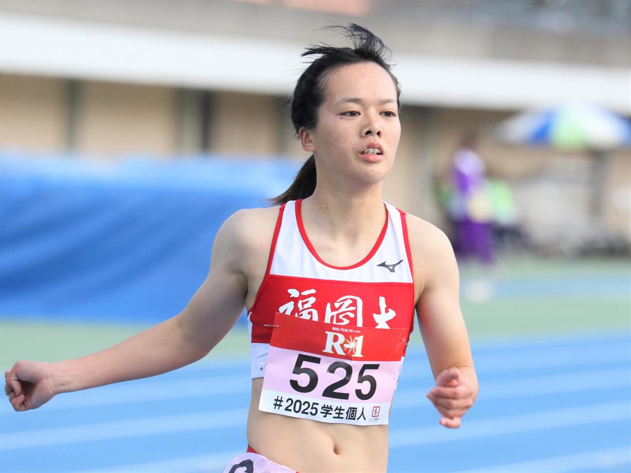 日本学生個人選手権　女子100メートルで優勝した山形（撮影・藤塚大輔）