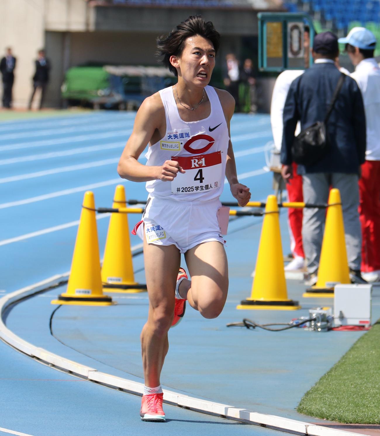日本学生個人選手権　男子5000メートル決勝で力走する浜口大和（撮影・藤塚大輔）