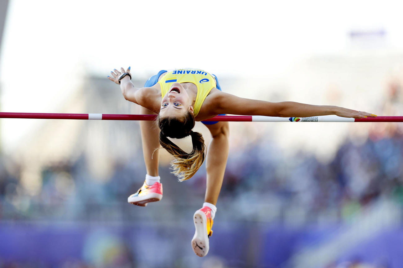 2022年7月19日、世界陸上選手権　第5日　女子走り高跳びで2位となったウクライナのマフチフ