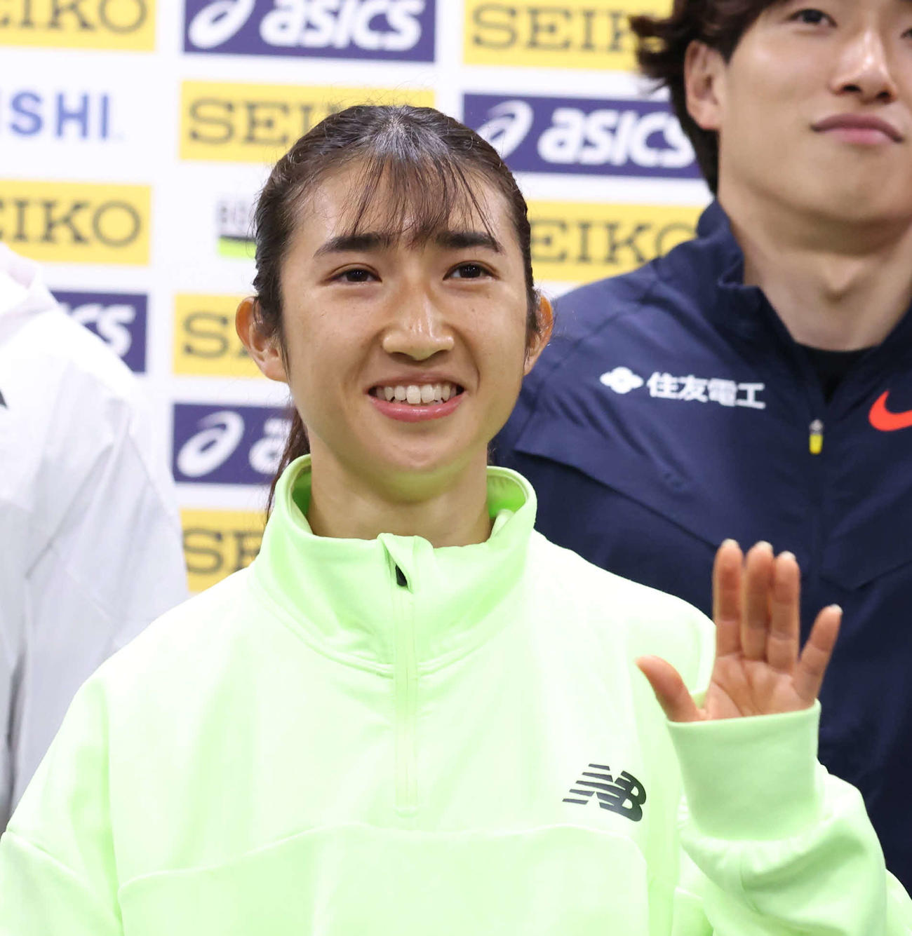 陸上セイコー・ゴールデングランプリの前日会見に出席した田中（日本陸連提供）