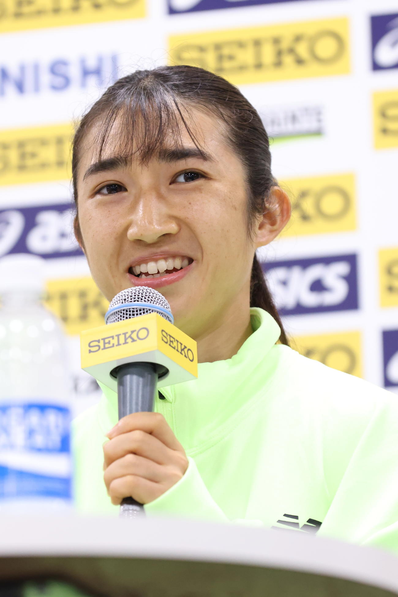 陸上セイコー・ゴールデングランプリの前日会見に出席した田中（日本陸連提供）