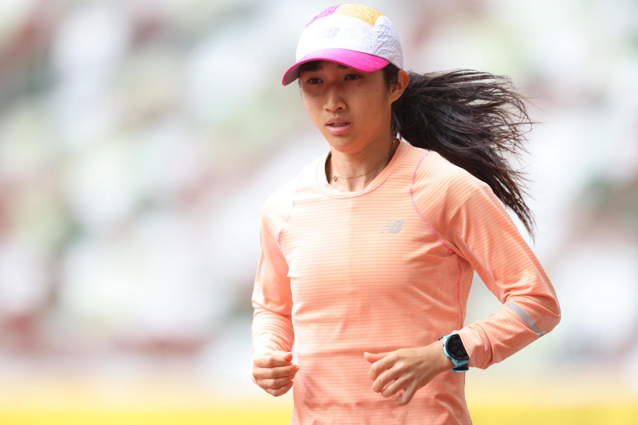 陸上セイコー・ゴールデングランプリの前日練習に臨んだ田中（日本陸連提供）