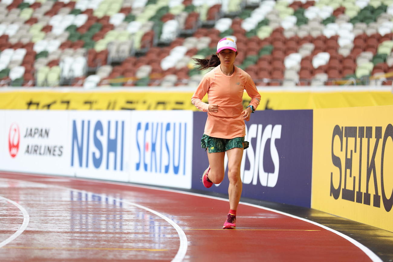 陸上セイコー・ゴールデングランプリの前日練習に臨んだ田中（日本陸連提供）