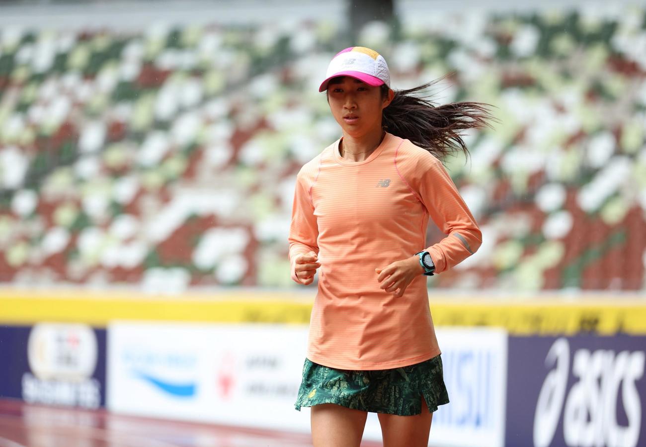 陸上セイコー・ゴールデングランプリの前日練習に臨んだ田中（日本陸連提供）