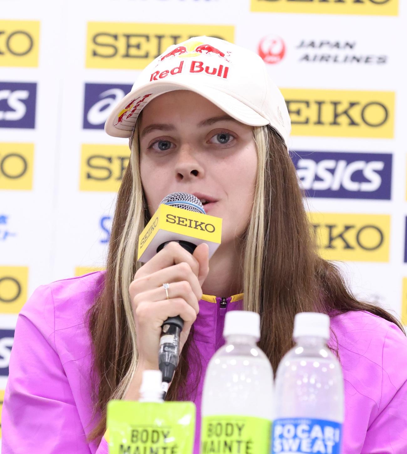 陸上セイコー・ゴールデングランプリの前日会見に出席したマフチフ（日本陸連提供）