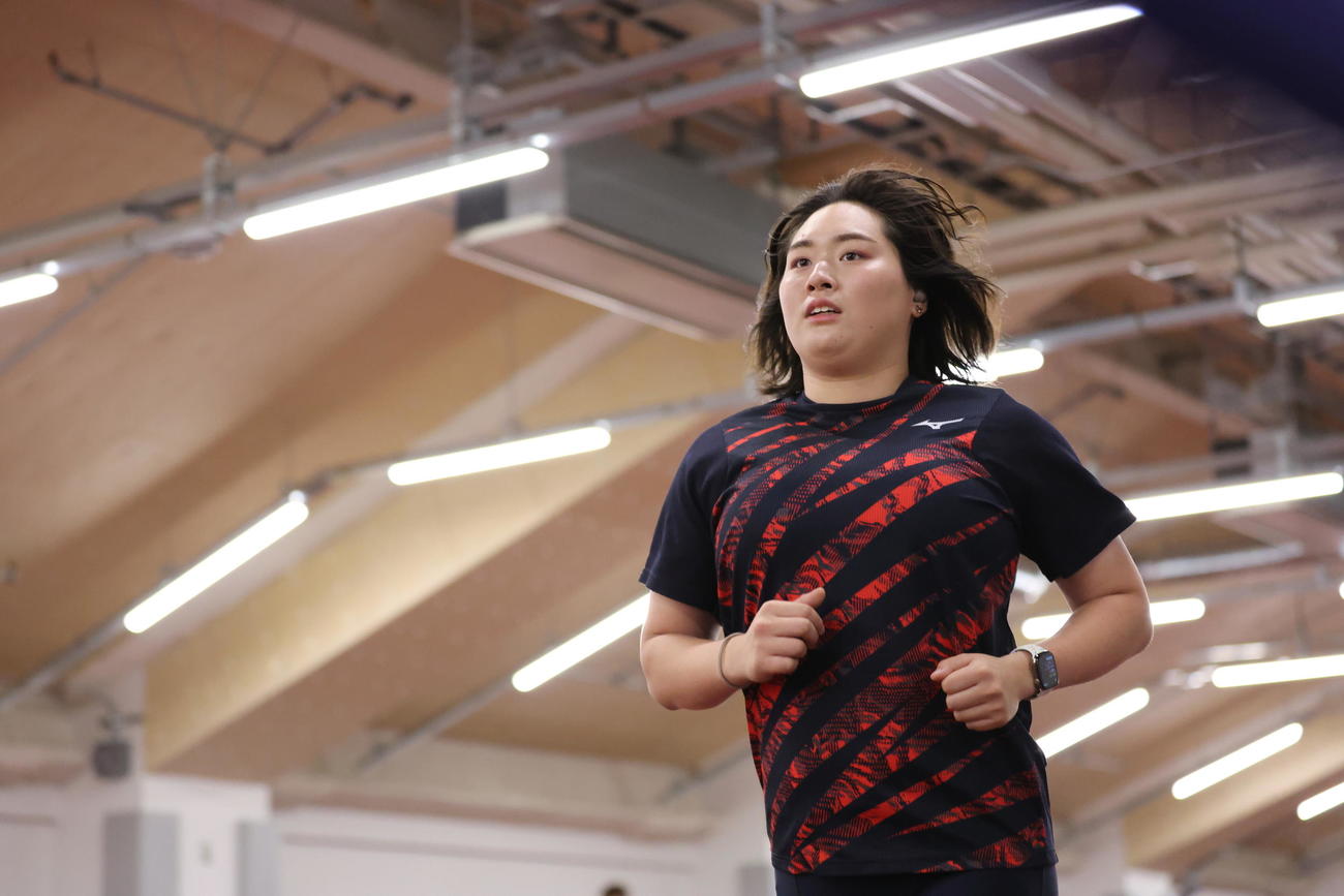 陸上セイコー・ゴールデングランプリの前日練習に臨んだ北口（日本陸連提供）