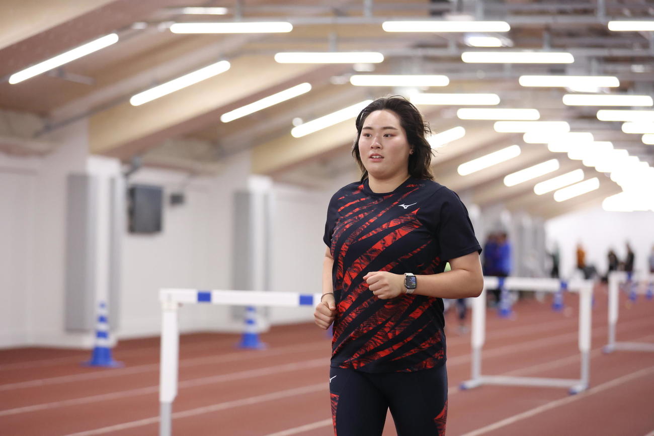陸上セイコー・ゴールデングランプリの前日練習に臨んだ北口（日本陸連提供）
