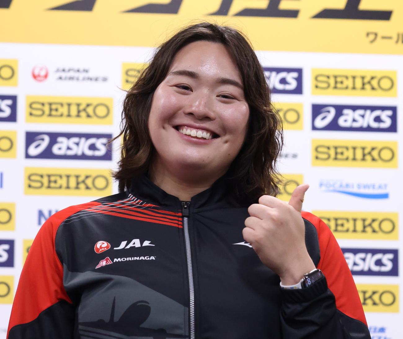 陸上セイコー・ゴールデングランプリの前日会見に出席した北口（日本陸連提供）