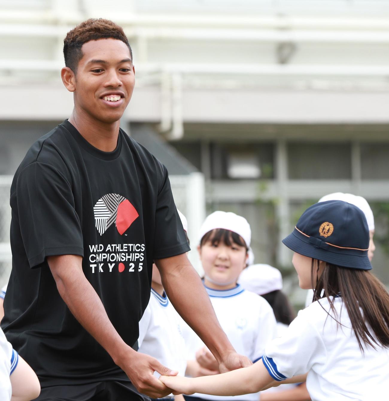 「東京2025世界陸上　バトンプロジェクトキックオフイベント」に参加した男子短距離のサニブラウン（撮影・藤塚大輔）