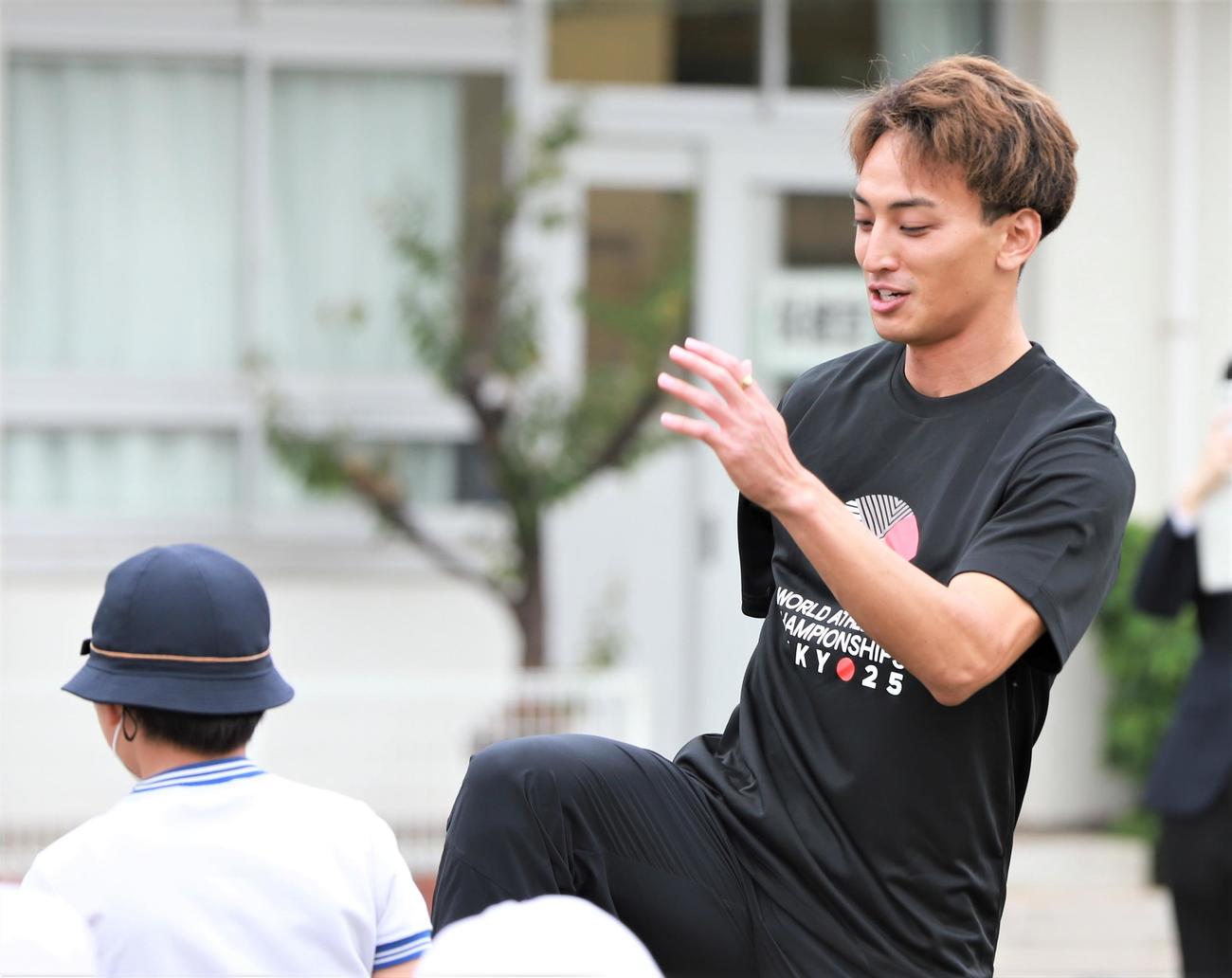 「東京2025世界陸上　バトンプロジェクトキックオフイベント」に参加した男子走り幅跳びの橋岡（撮影・藤塚大輔）