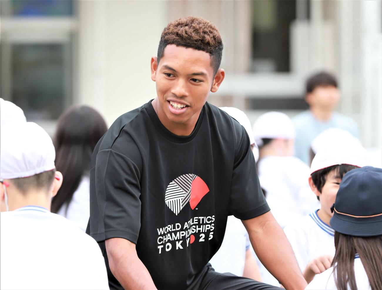 「東京2025世界陸上　バトンプロジェクトキックオフイベント」に参加した男子短距離のサニブラウン（撮影・藤塚大輔）