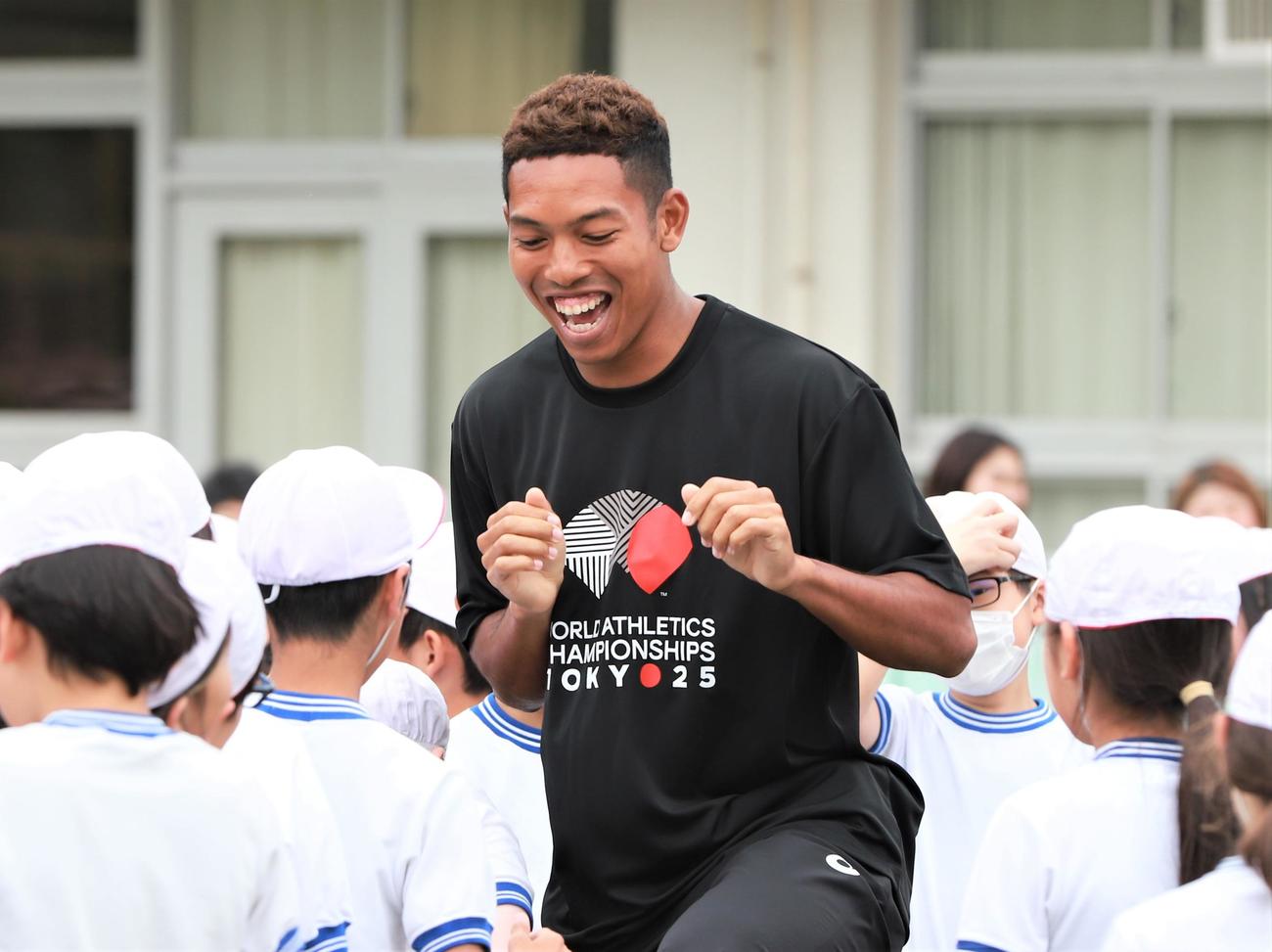 「東京2025世界陸上　バトンプロジェクトキックオフイベント」に参加した男子短距離のサニブラウン（撮影・藤塚大輔）
