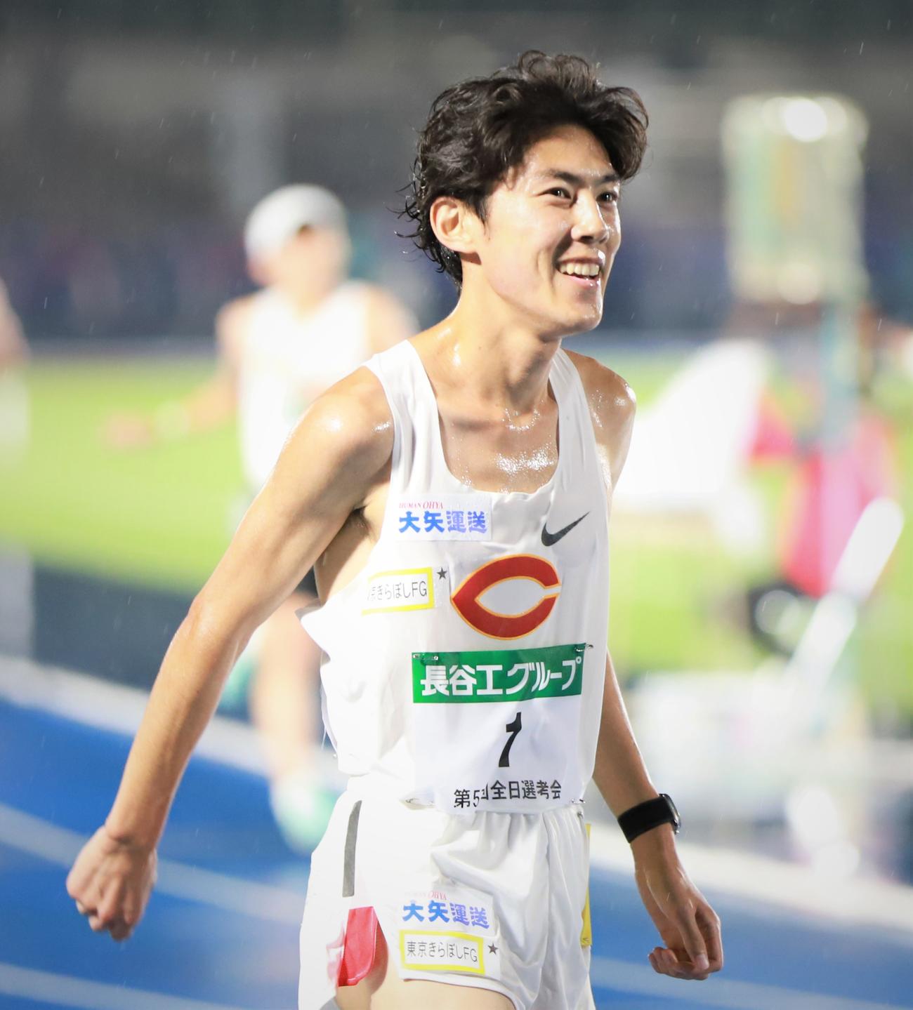 全日本大学駅伝関東学連推薦校選考会2組　1位となった中大・吉居駿恭（撮影・藤塚大輔）