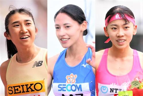 陸上日本選手権に出場する左から田中希実、フロレス・アリエ、久保凛