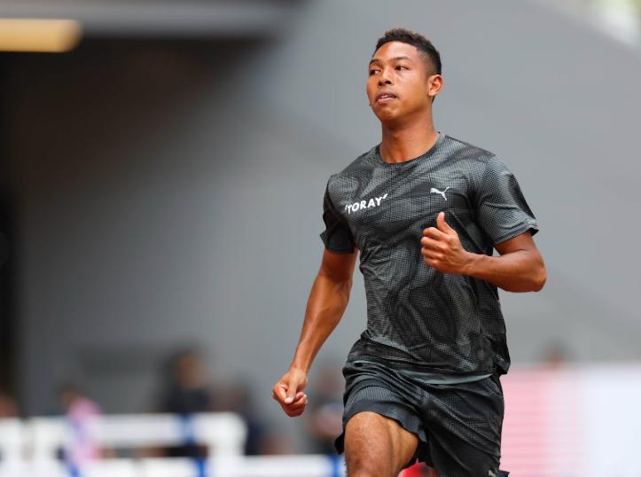 陸上日本選手権へ向けて東京・国立競技場で練習した男子100メートルのサニブラウン（日本陸連提供）