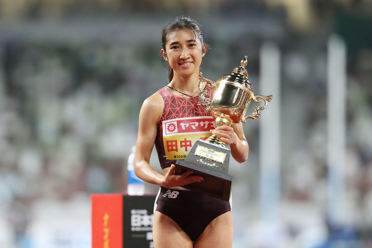 女子5000メートルで優勝した田中（撮影・宮地輝）