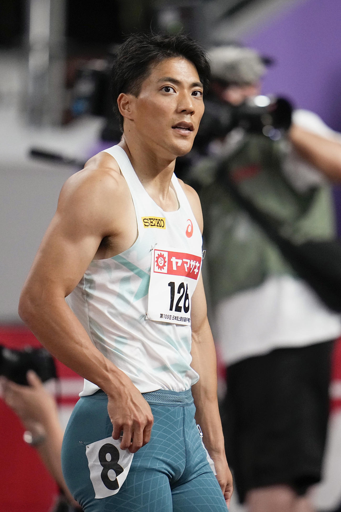 男子100メートル準決勝で敗退した山縣亮太（共同）
