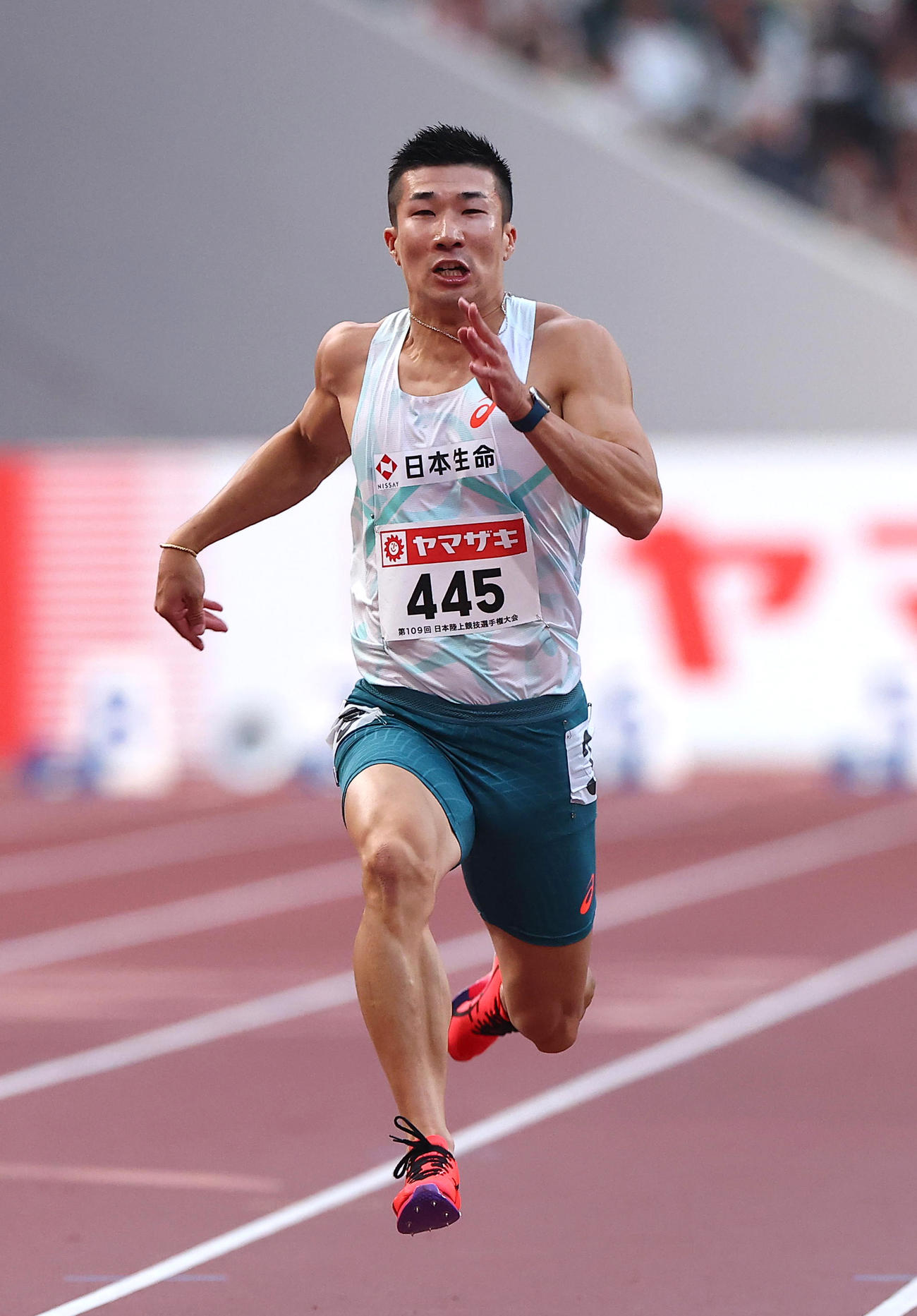 男子100メートル決勝　優勝した桐生祥秀（代表撮影）