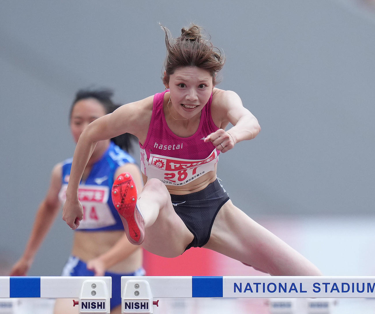 女子100メートル障害予選を好タイムで通過した中島（撮影・足立雅史）