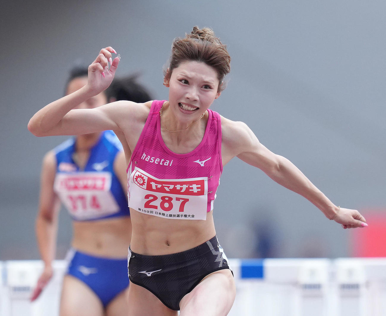 女子100メートル障害予選を好タイムで通過した中島（撮影・足立雅史）