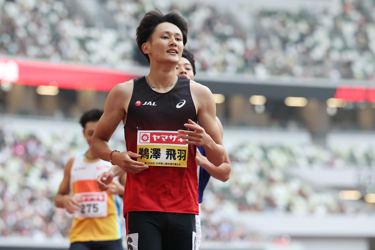 男子200メートル決勝　優勝した鵜沢（撮影・宮地輝）
