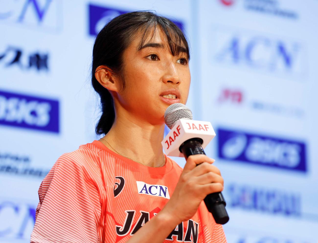 陸上世界選手権の内定者会見に出席した田中（提供写真：日本陸連／フォート・キシモト）