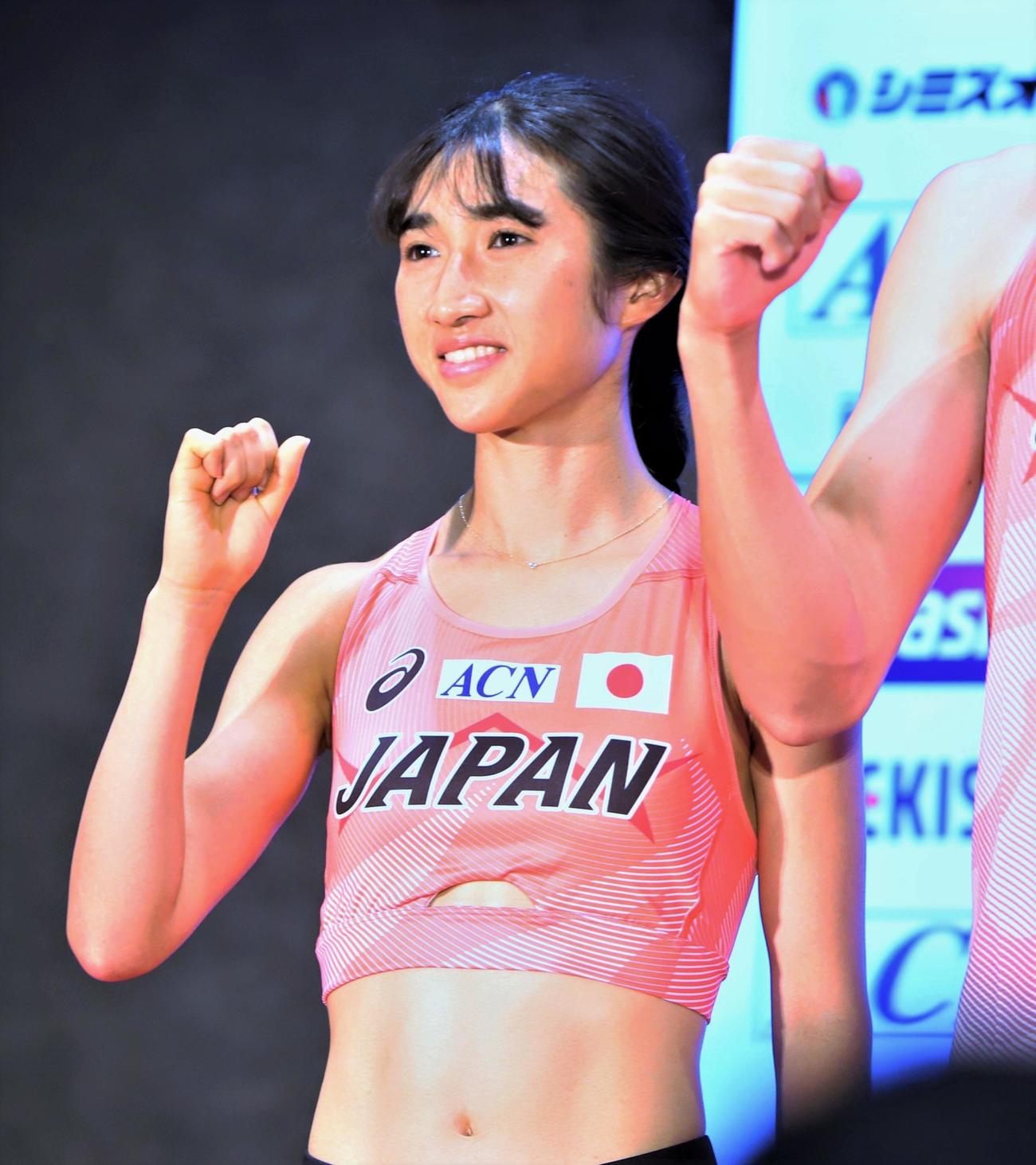 陸上世界選手権の内定者会見に出席した田中（撮影・藤塚大輔）