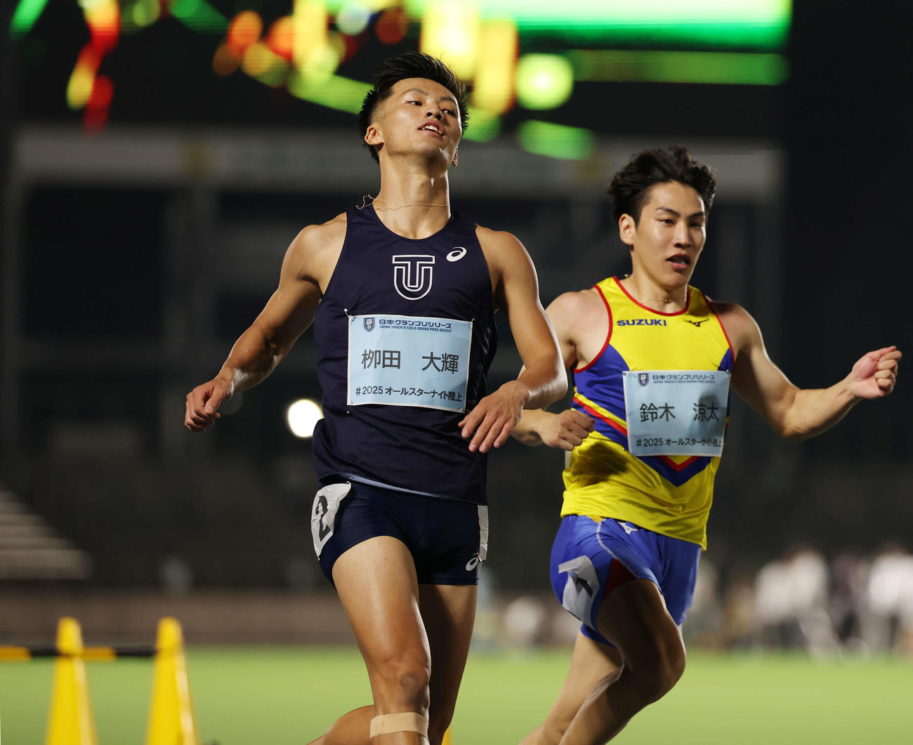 男子100メートル決勝　優勝するも世界選手権参加標準記録を突破できず厳しい表情の柳田（撮影・宮地輝）