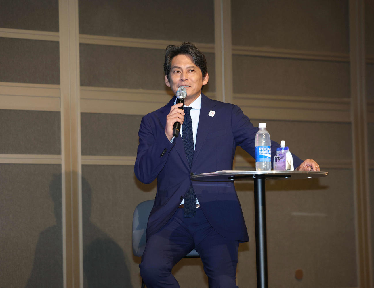 世界陸上イベントに登壇したスペシャルアンバサダー織田裕二（撮影・増田悦実）