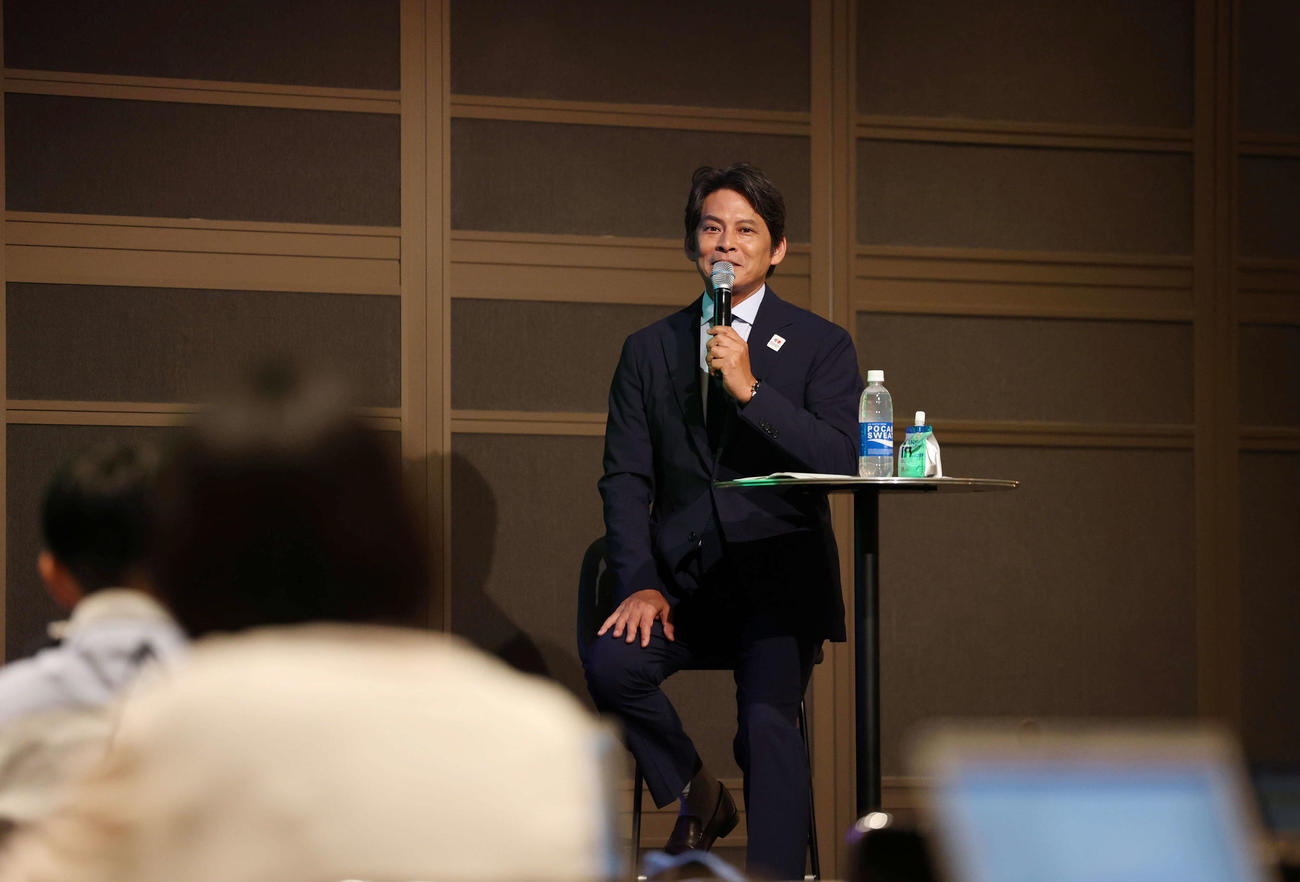 世界陸上イベントに登壇したスペシャルアンバサダー織田裕二（撮影・増田悦実）