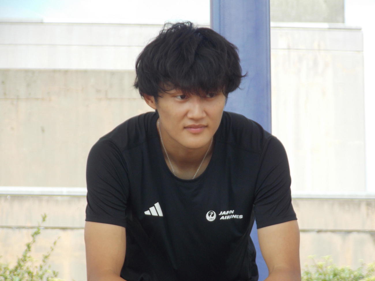 筑波大で開いた公開練習で真剣な表情を見せる鵜沢飛羽（撮影・松本航）