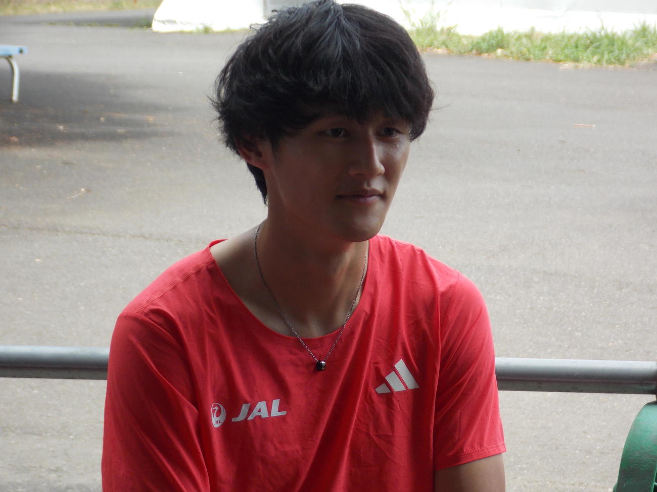 筑波大で開いた公開練習後に思いを語る鵜沢飛羽（撮影・松本航）
