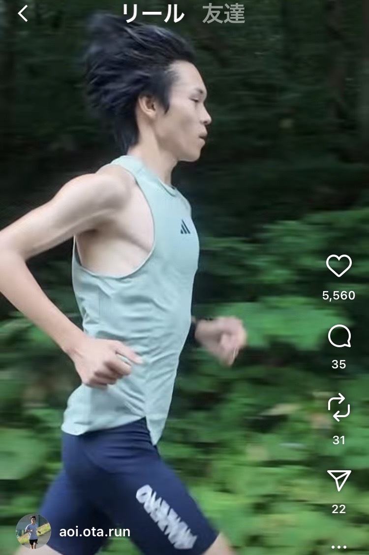 インスタグラムで走り込みの様子を投稿した太田蒼生（画像はスクリーンショット）
