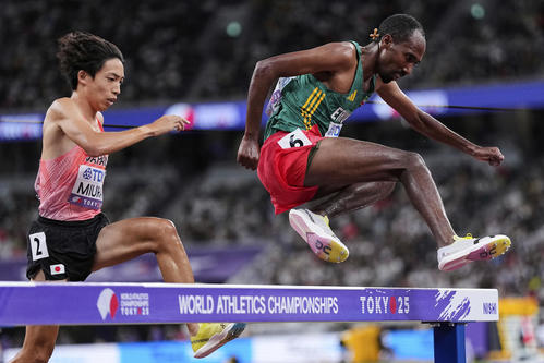 男子3000m障害予選　1組3位で決勝進出の三浦龍司（AP）