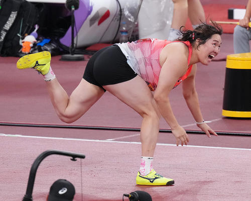 女子やり投げ予選　3回目の投てきに臨む北口（撮影・足立雅史）