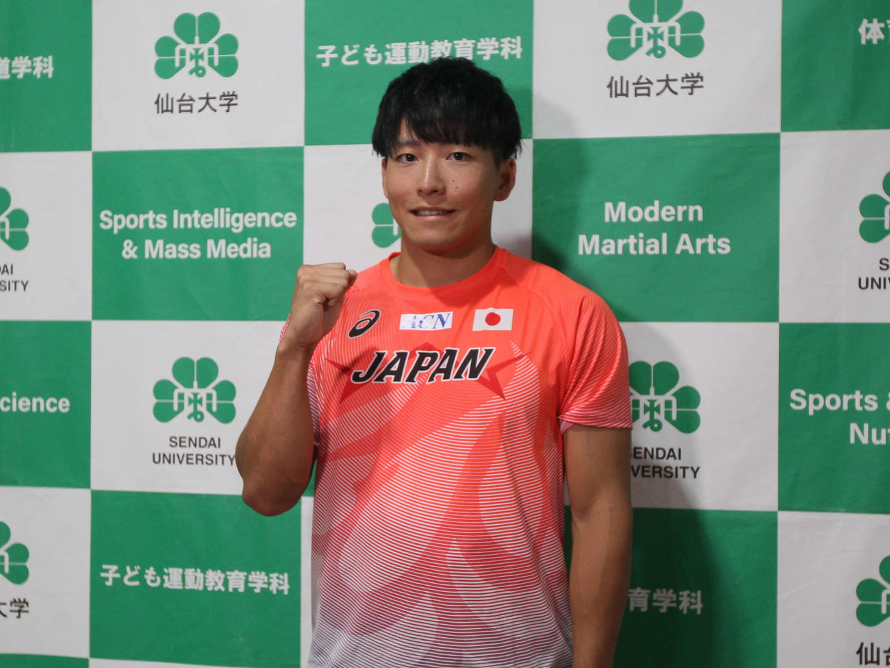 母校の仙台大で行われた激励会に参加した大上（撮影・高橋香奈）