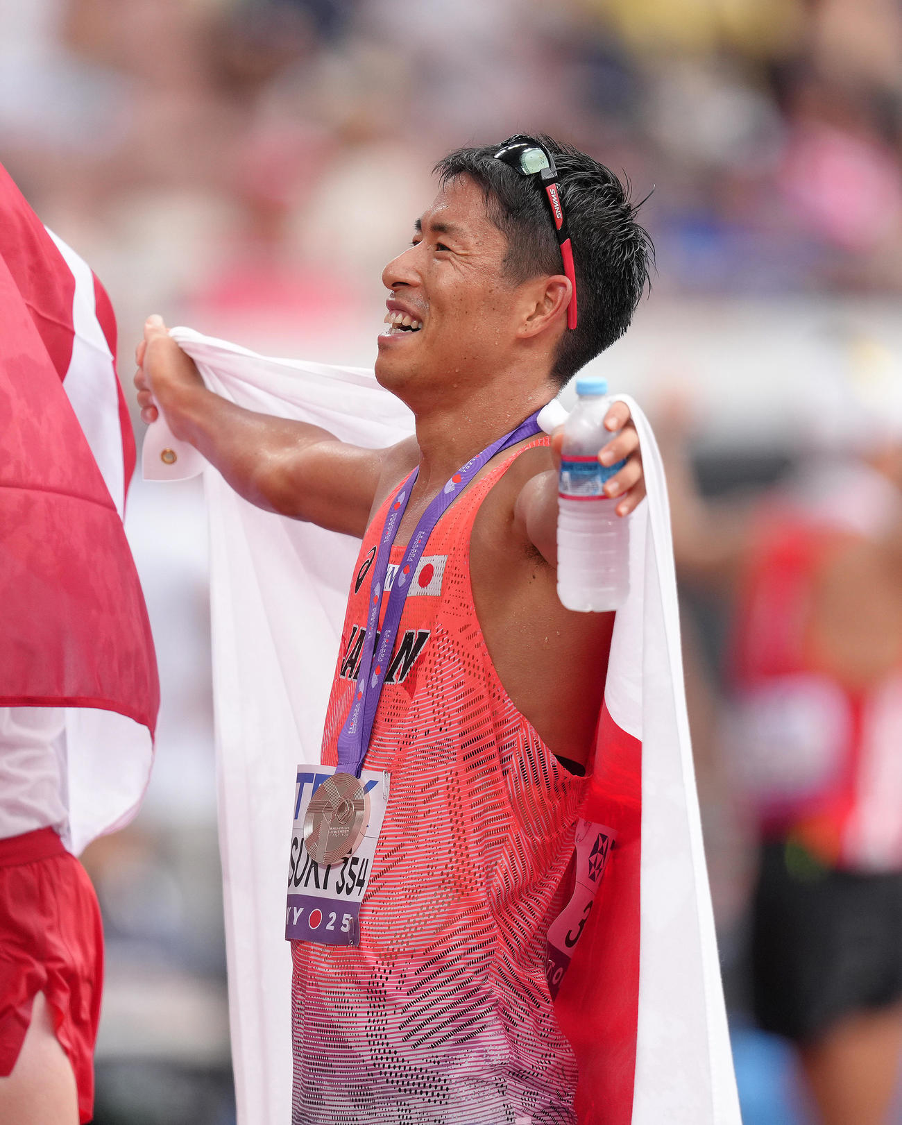 男子35キロ競歩決勝で銅メダルを獲得した勝木（撮影・足立雅史）